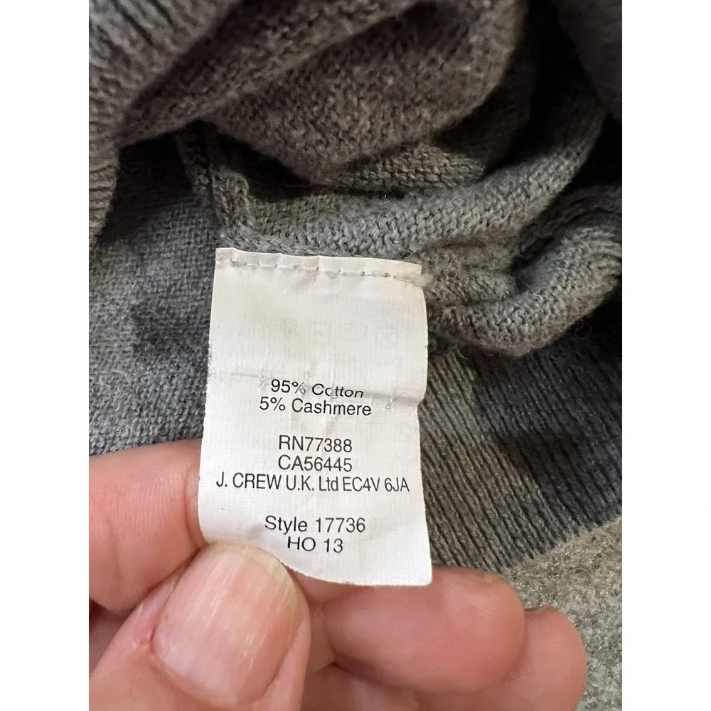 J.Crew Mens L Gray Cotton Cashmere V-Neck Pullover Sweater 17736